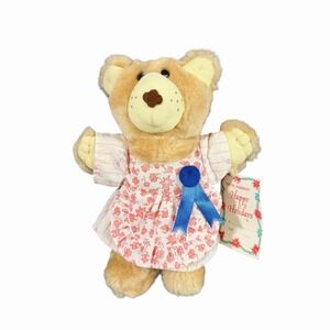 1986 Wendys Kids Meal Furskins Hattie Holiday Plush Stuffed Teddy Bear Country
